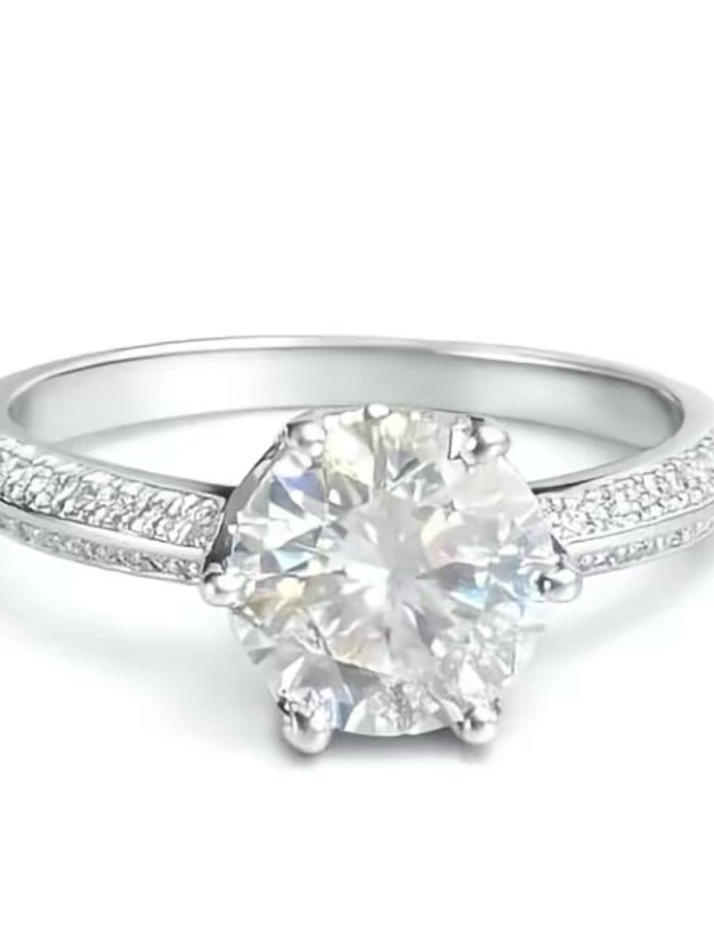 New 1Ct Round Moissanite Ring S925 Sterling Silver Size 6 GRA Certified